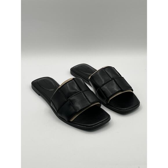 BANDOLINO WOMENS VANELLI SQUARE TOE BLACK CASUAL FLAT FAUX LEATHER SANDALS 9M - Picture 2 of 13